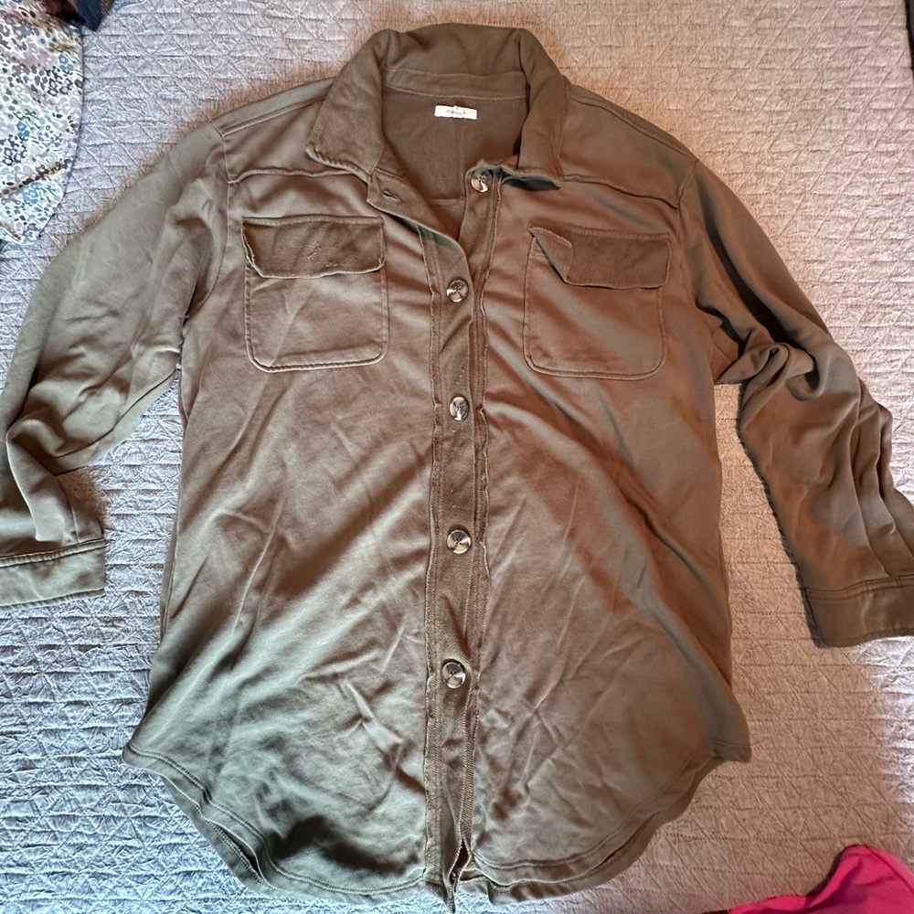 Maurices Army Green Button Down Top